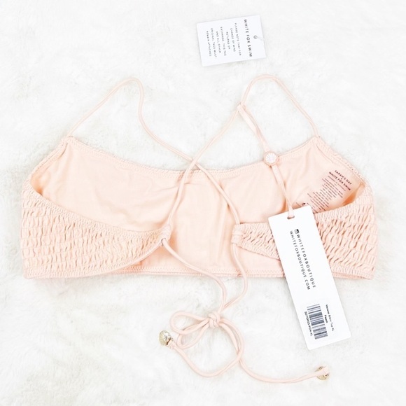 NWT White Fox Boutique x Sara’s Day Malaki Smocked Bikini Top in Pink - Picture 7 of 8